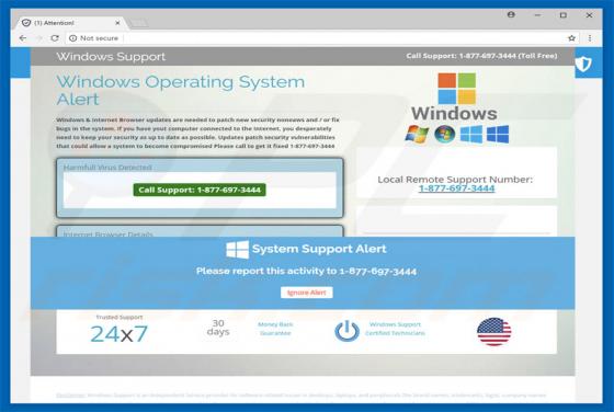 Oszustwo POP-UP Windows Operating System Alert