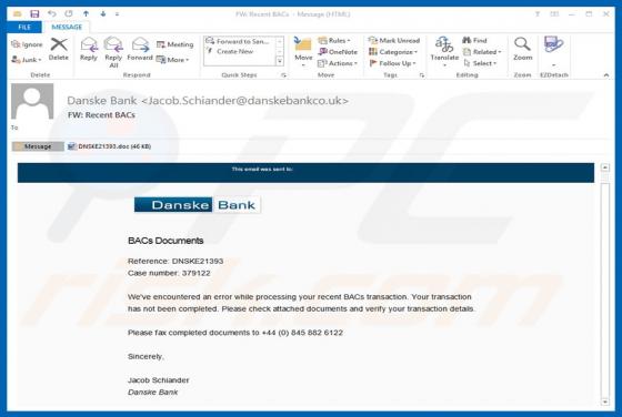 Wirus Danske Bank Email Virus