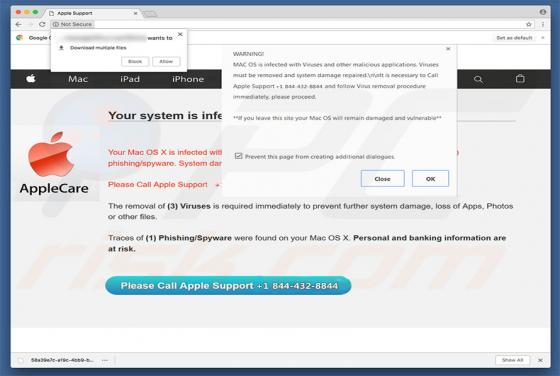 Oszustwo POP-UP AppleCare Tech Support (Mac)