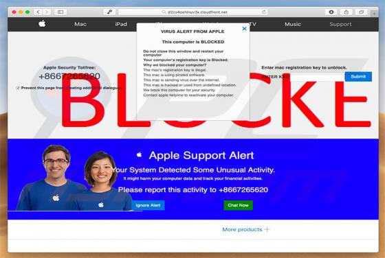 Oszustwo POP-UP VIRUS ALERT FROM APPLE (Mac)