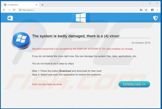 Oszustwo POP-UP The System Is Badly Damaged