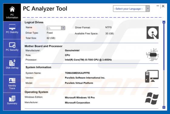 Oszustwo PC Analyzer Tool