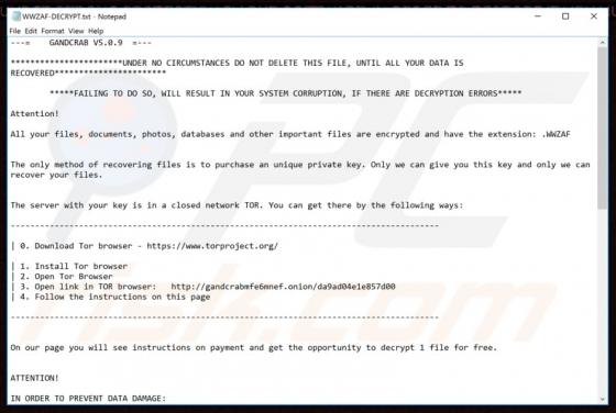 Ransomware GandCrab 5.0.9