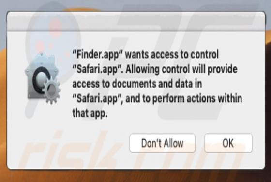 Wirus POP-UP Finder.app Wants Access To Control Safari.app (Mac)