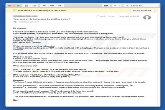 Oszustwo e-mail I Hacked Your Device