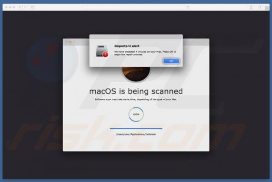 Oszustwo POP-UP Your Mac Is Infected With 4 Viruses (Mac)