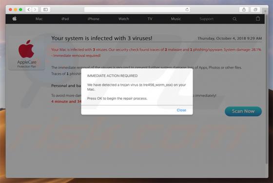 Oszustwo POP-UP Your Mac Might Be Infected! (Mac)
