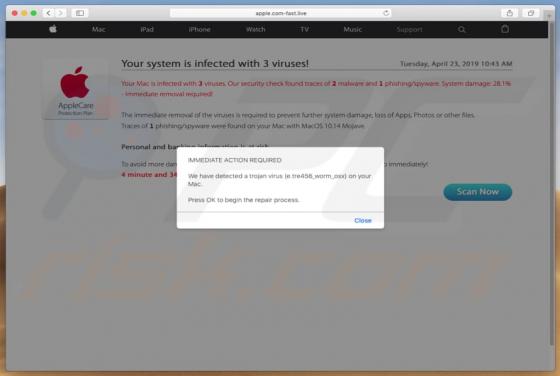 Oszustwo POP-UP Apple.com-fast.live (Mac)