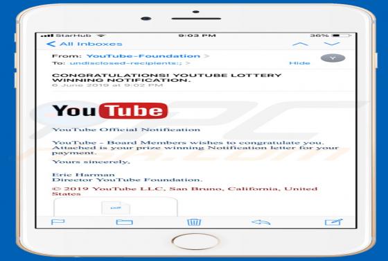 Oszustwo e-mail Youtube Lottery (Mac)