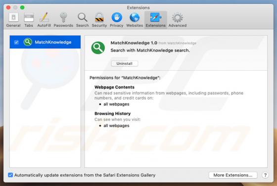 Adware MatchKnowledge (Mac)
