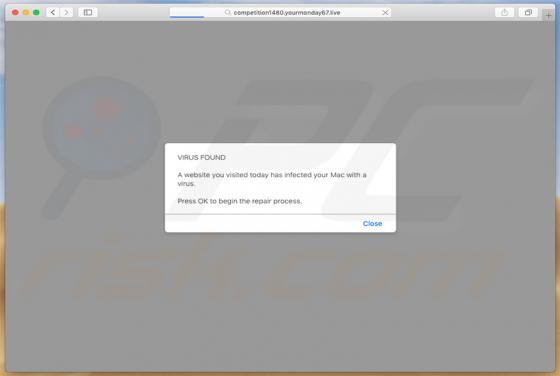 Oszustwo POP-UP Yourmonday (Mac)