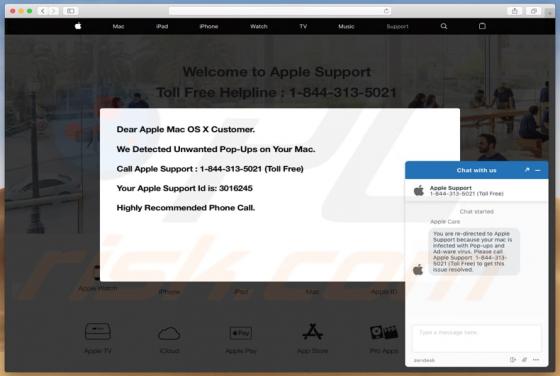 Oszustwo POP-UP We Detected Unwanted Pop-Ups on Your Mac (Mac)