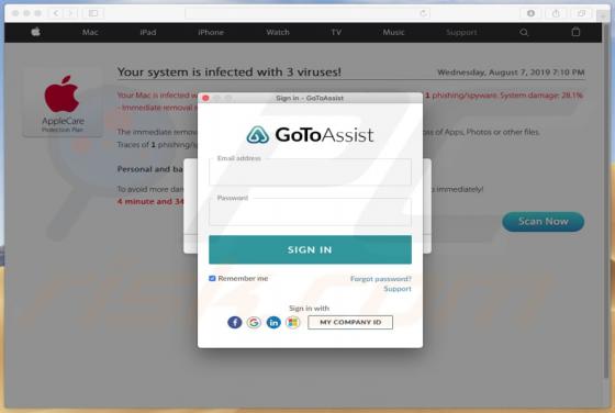 Oszustwo wsparcia technicznego GoToAssist (Mac)