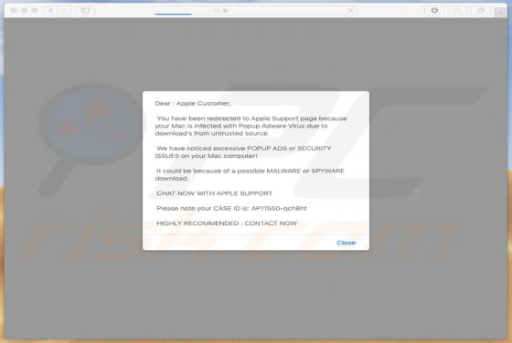 Oszustwo POP-UP You Have Been Redirected To Apple Support Page (Mac)