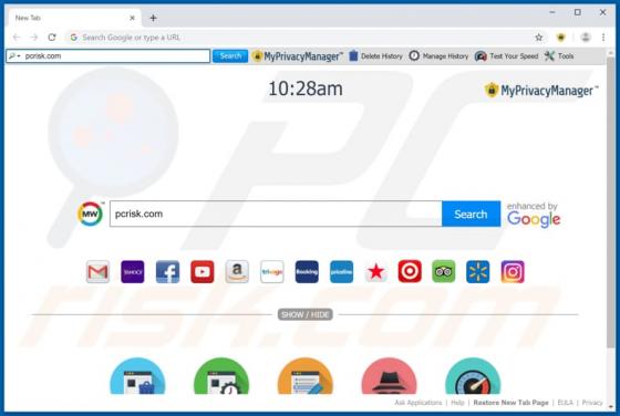 Pasek narzędzi MyPrivacyManager