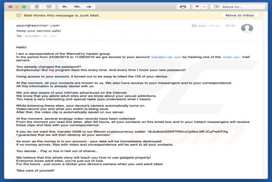 Oszustwo e-mailowe WannaCry Hacker Group Email