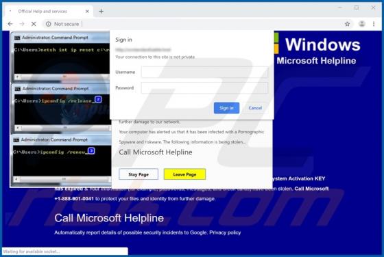 Oszustwo POP-UP Call Microsoft Helpline