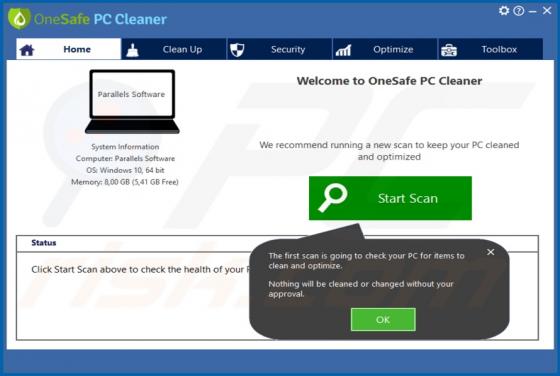 Niechciana aplikacja OneSafe PC Cleaner