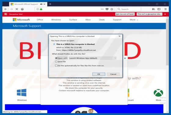 Oszustwo This Is A VIRUS. You Computer Is Blocked (File)