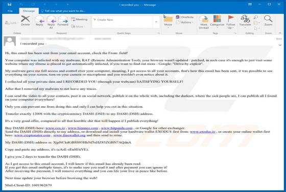 E-mail z wyłudzeniem seksualnym (Dash)