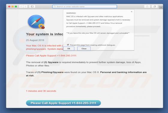 Oszustwo POP-UP MAC OS Is Infected With Spyware (Mac)