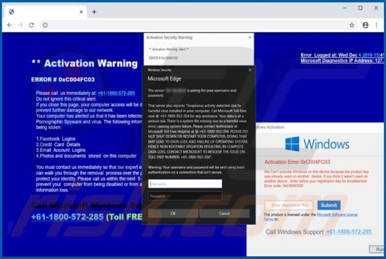 Oszustwo POP-UP Activation Warning Alert
