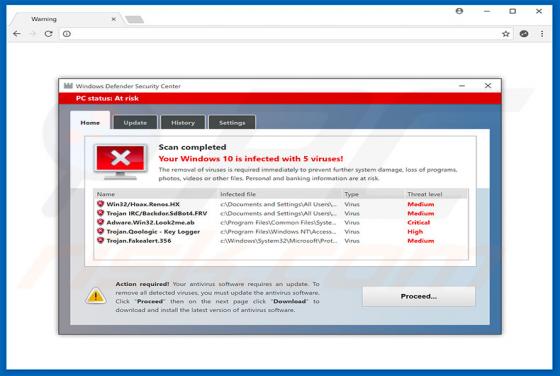 Oszustwo POP-UP Windows Defender Security Center