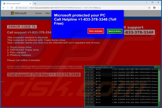 Oszustwo POP-UP ERROR CODE 72