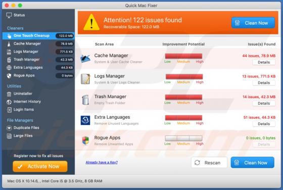 Niechciana aplikacja Quick Mac Fixer (Mac)